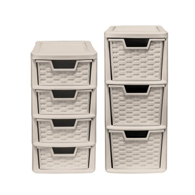 simpa Mushroom 3 & 4 Drawer Rattan Storage Units Duo Set