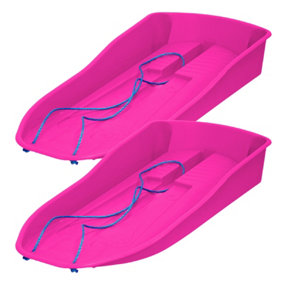 simpa Pink Plastic Snow Bullet Speedstar Snow Sledge Toboggan - Set of 2