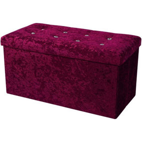 simpa Purple Velour Ottoman Storage with Extra Thick Cushion.