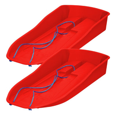 simpa Red Plastic Snow Bullet Speedstar Snow Sledge Toboggan - Set of 2