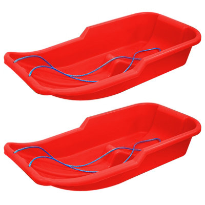 simpa Red Plastic Torpedo Speedstar Snow Sledge Toboggan - Set of 2