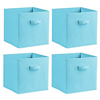simpa Sky Blue Multi Purpose 31cm Cubic Storage Box Collapsible Organiser Storage Cube Basket Bin