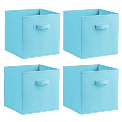 simpa Sky Blue Multi Purpose 31cm Cubic Storage Box Collapsible Organiser Storage Cube Basket Bin