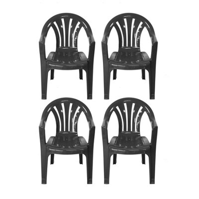 simpa Solana Anthracite Plastic Garden Chairs - Set of 4