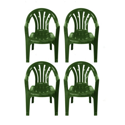 simpa Solana Green Plastic Garden Chairs - Set of 4