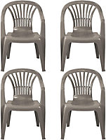 simpa Solana Taupe Plastic Garden Chairs - Set of 4