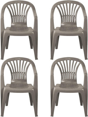 simpa Solana Taupe Plastic Garden Chairs Set of 4