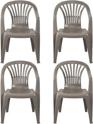 simpa Solana Taupe Plastic Garden Chairs - Set of 4
