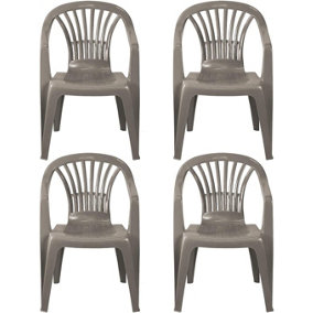 simpa Solana Taupe Plastic Garden Chairs - Set of 4