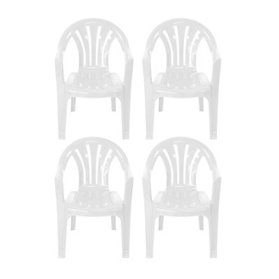 simpa Solana White Plastic Garden Chairs - Set of 4
