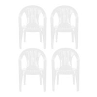simpa Solana White Plastic Garden Chairs - Set of 4