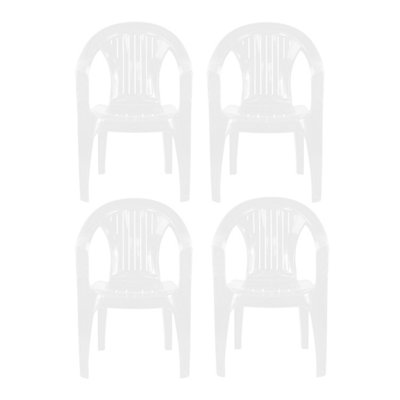 simpa Solana White Plastic Garden Chairs - Set of 4