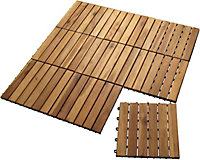 simpa Solid Acacia Wood Deck Tiles 30cm x 30cm - Pack of 9