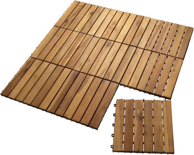 simpa Solid Acacia Wood Deck Tiles 30cm x 30cm - Pack of 9