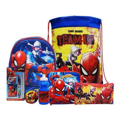 simpa Spider-Man 7PC Back to School Bundle with 3D Insulated Lunch Bag.