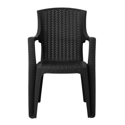 simpa Stackable Plastic Rattan Effect Garden Chair - Graphite Single Chair