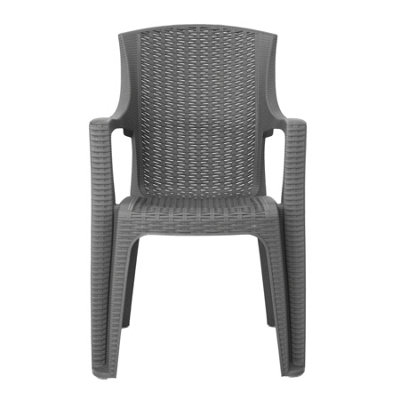 simpa Stackable Plastic Rattan Effect Garden Chair - Grey Single Chair