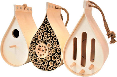 simpa Teardrop Nest & Wildlife Box Set: Bug Hotel, Butterfly House and Bird Box