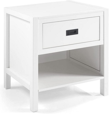 simpa White Classic Wood Single Drawer Nightstand Table