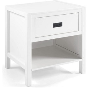 simpa White Classic Wood Single Drawer Nightstand Table