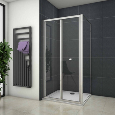 Simple Bathroom 1000x800 Bifold Shower Enclosure Door Glass Screen Side