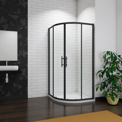 Simple Bathroom 1000x800mm Matt Black Quadrant Shower Enclosure