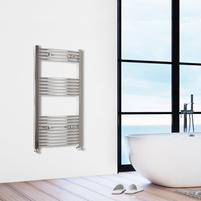 Simple Bathroom 1200x500mm Chrome Designer Curved Ladder Style Radiator