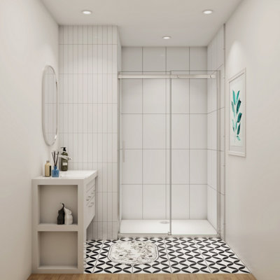 Simple Bathroom 1400x1950mm Frameless Sliding Shower Door Shower ...