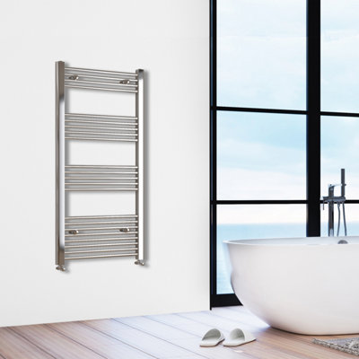 Simple Bathroom 1400x450mm Chrome Designer Straight Ladder Style