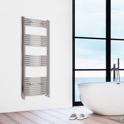Simple Bathroom 1600x400mm Chrome Designer Curved Ladder Style Radiator