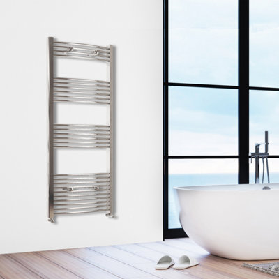 SIMPLE BATHROOM 1600X500MM CHROME DESIGNER CURVED LADDER STYLE RADIATOR