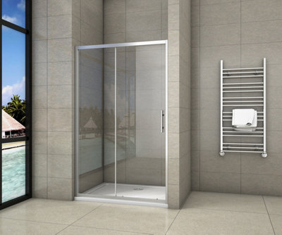 1500x700mm Rectangular Framed Sliding Shower Enclosure Glass Door Screen With Stone Tray