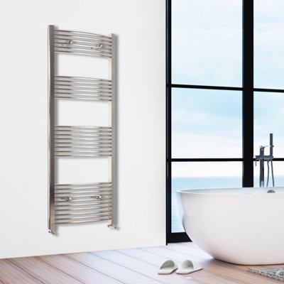 Simple Bathroom 1800x500mm Chrome Designer Curved Ladder Style Radiator ...