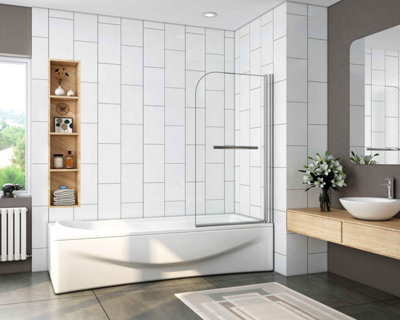 Simple Bathroom 800x1500mm Pivot Bath Shower Screen Easyclean Glass ...