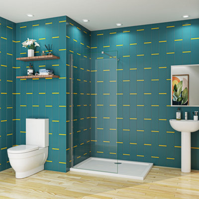 Simple Bathroom 900x1900mm Walk In Wet Room Shower Enclosure Screen 8mm ...