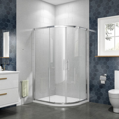 Simple Bathroom 900x760mm Quadrant Shower Enclosure Corner Cubicle Door ...