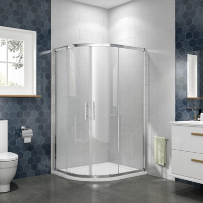 Simple Bathroom 900x800mm Quadrant Shower Enclosure Corner Cubicle Door ...