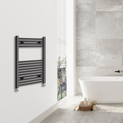 SIMPLE Bathroom Black High Heat Output 800x600mm Straight Radiator With ...