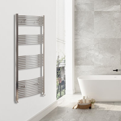 SIMPLE Bathroom Chrome High Heat Output 1800x600mm Curved Radiator With ...