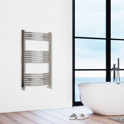 SIMPLE Bathroom High Heat Output Chrome 1000x500mm Curved Radiator With ...