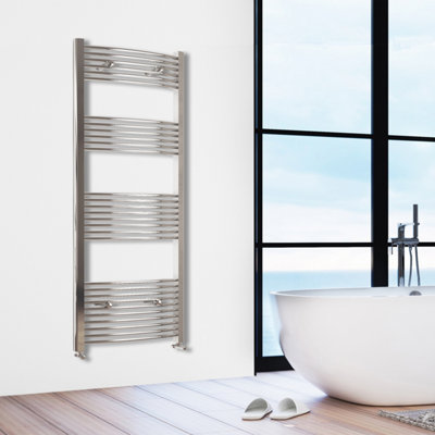 SIMPLE Bathroom High Heat Output Chrome 1800x600mm Curved Radiator With ...