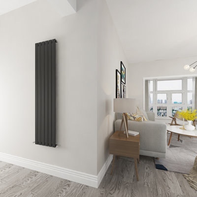 SIMPLE Bathroom Modern Radiator 1600x408mm Black Single Flat Panel With ...