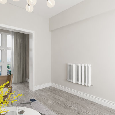 SIMPLE Bathroom Modern Radiator 2 Column 600x830mm White Cast Iron With ...
