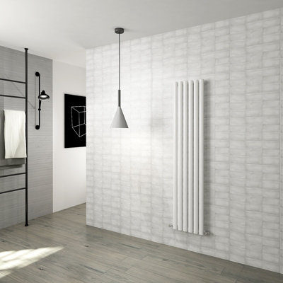 SIMPLE BATHROOMS 1600x354mm Oval Column Radiator Vertical Single White ...