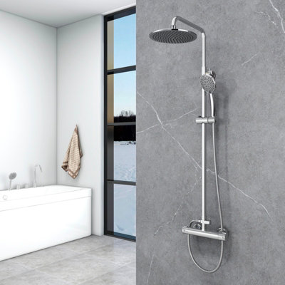 Simple Bathrooms 220mm Wall-mounted Chrome Thermostatic Shower kit ...