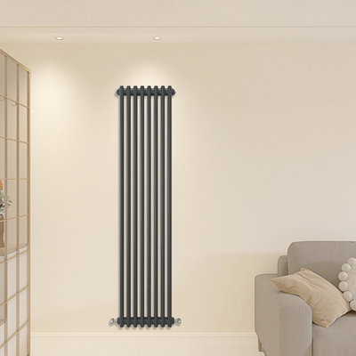 SIMPLE BATHROOMS Anthracite 1800x380mm Cast Iron 3 Radiator With ...