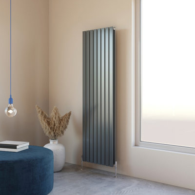 SIMPLE BATHROOMS Anthracite 1800x544mm Flat Panel Radiator Double With ...