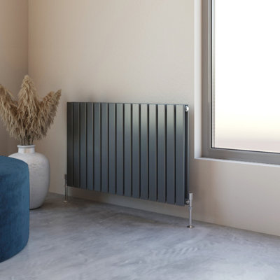 SIMPLE BATHROOMS Anthracite 600x1020mm Flat Panel Radiator Double With ...