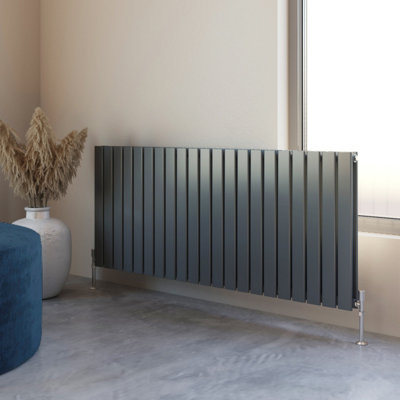 SIMPLE BATHROOMS Anthracite 600x1428mm Flat Panel Radiator Double With ...