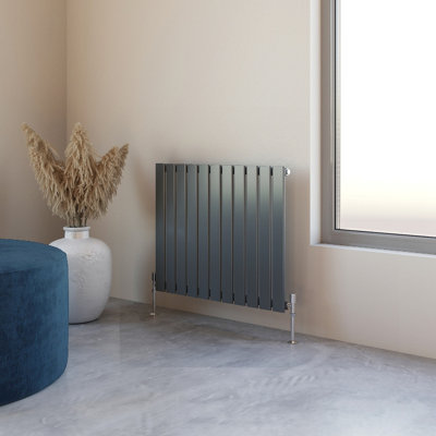 SIMPLE BATHROOMS Anthracite 600x748mm Flat Panel Radiator Single With ...
